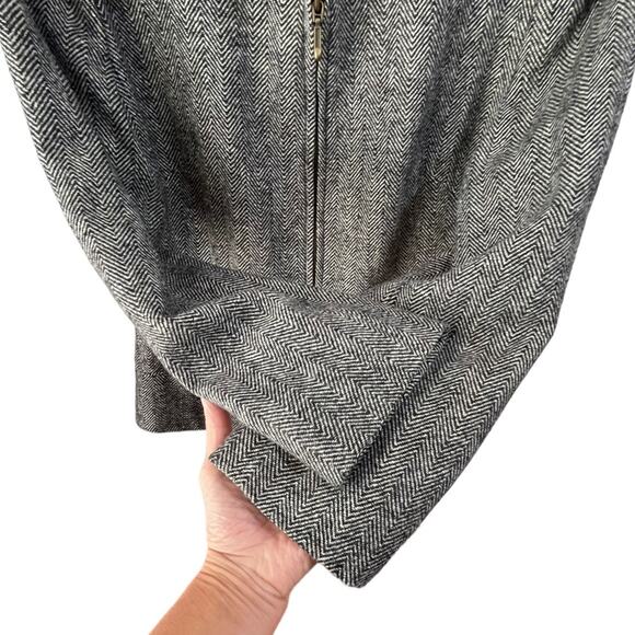 Sandro Jacket 100% Wool Herringbone Sz 12 Black White Zip Front - Picture 4 of 8